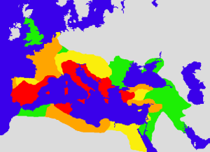 Extent of the Roman Empire from 133 BC unto 117 AD